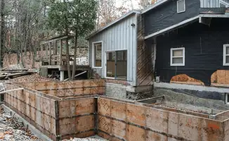 Prepared site with foundation forms for home remodeling and addition project in New Haven, CT